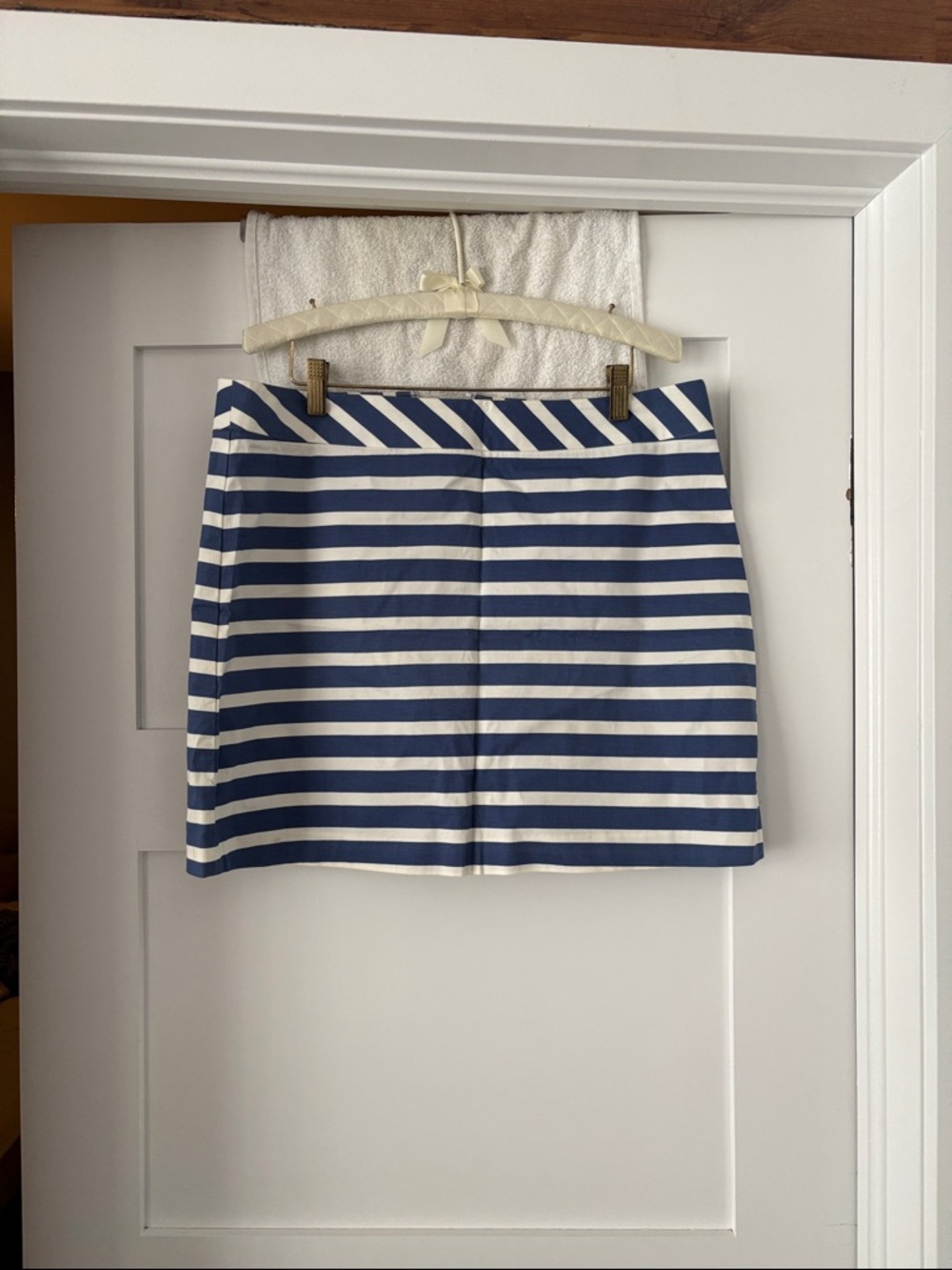 Jacob Navy and White Striped Mini Skirt